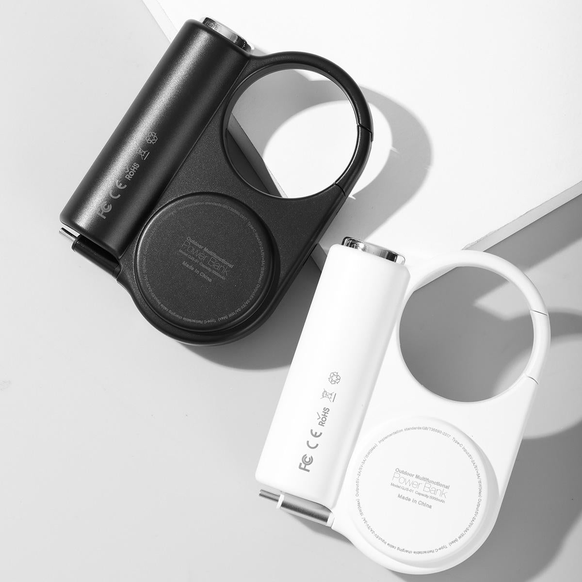 Portable 5000mAh Power Bank for Outdoor Use – Fast Charging 22.5W with Retractable Type-C Cable and Flashlight”