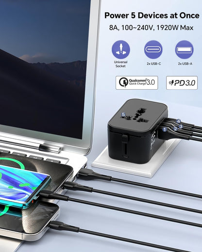 Universal Travel Adapter - Worldwide All-in-One Adaptor