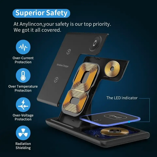3-in-1 Wireless Charger - Multifunction Phone Charging Stand