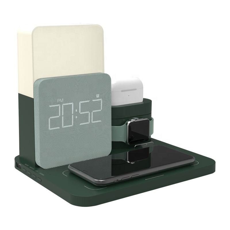6-in-1 Wireless Charger with LED Light & Clock - Smart Home Station