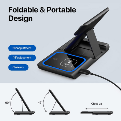 3-in-1 Wireless Charger - Multifunction Phone Charging Stand