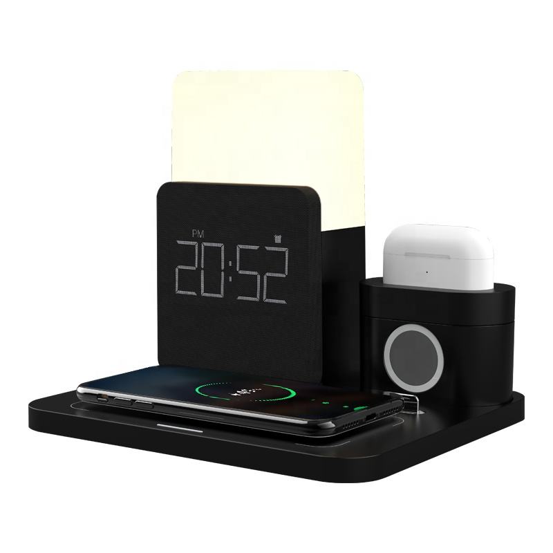 6-in-1 Wireless Charger with LED Light & Clock - Smart Home Station