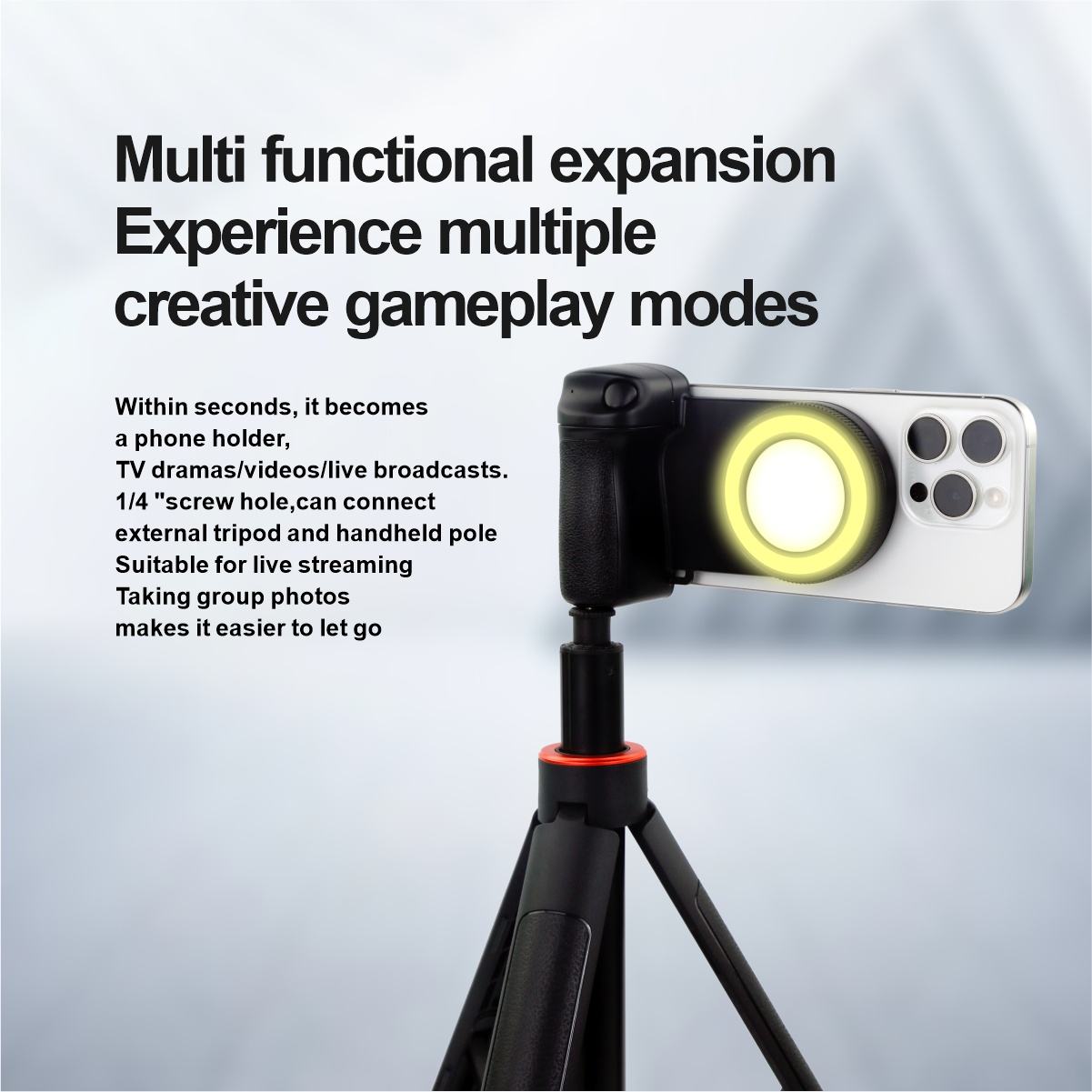 Magnetic Phone Grip with Fill Light - Camera Shutter Selfie Stabilizer