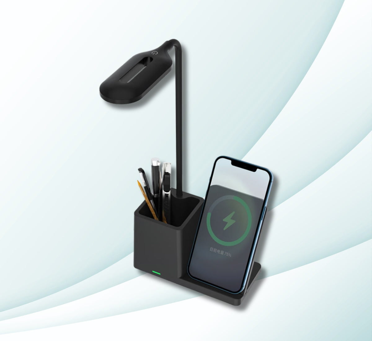 15W Wireless Charger with Pen Holder & Desk Lamp for iPhone